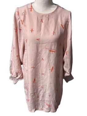 ARMANI EXCHANGE Logo Dress Small Size 4 Designer Long Sleeved Pattern Pink